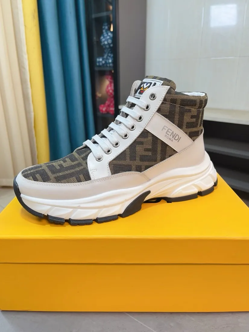 Men's shoes 💰458🌹🌹【fendi Fendi】: 🔝High-end brand of men's shoes: high-top series: official website 1:1 latest masterpiece: the upper is made of brand fabric with imported cowhide technology, ➕🐑made in sheepskin👍, making walking more convenient and comfortable, a stunning work, compared with the official quality, the beautiful 1:1 replica [color]! Create a fashionable personality to set off your uniqueness! A must-have for trendy men! 🔥Size: 38-44.